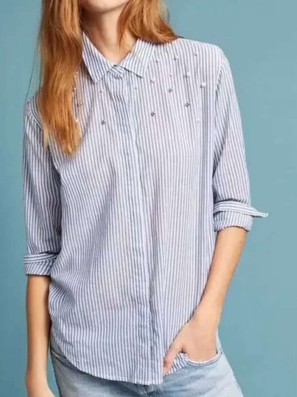 Anthropologie, by Rails, The Taylor Banker stripe shirt size medium